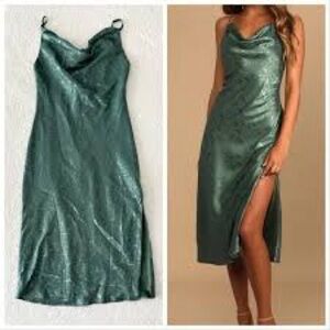 Inspired Hearts Cowl Neck Floral Midi emerald green Dress Size XL